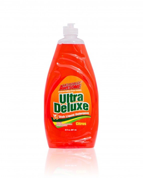 30oz bottle of Citrus scented Ultra Deluxe Dishwashing Liquid.