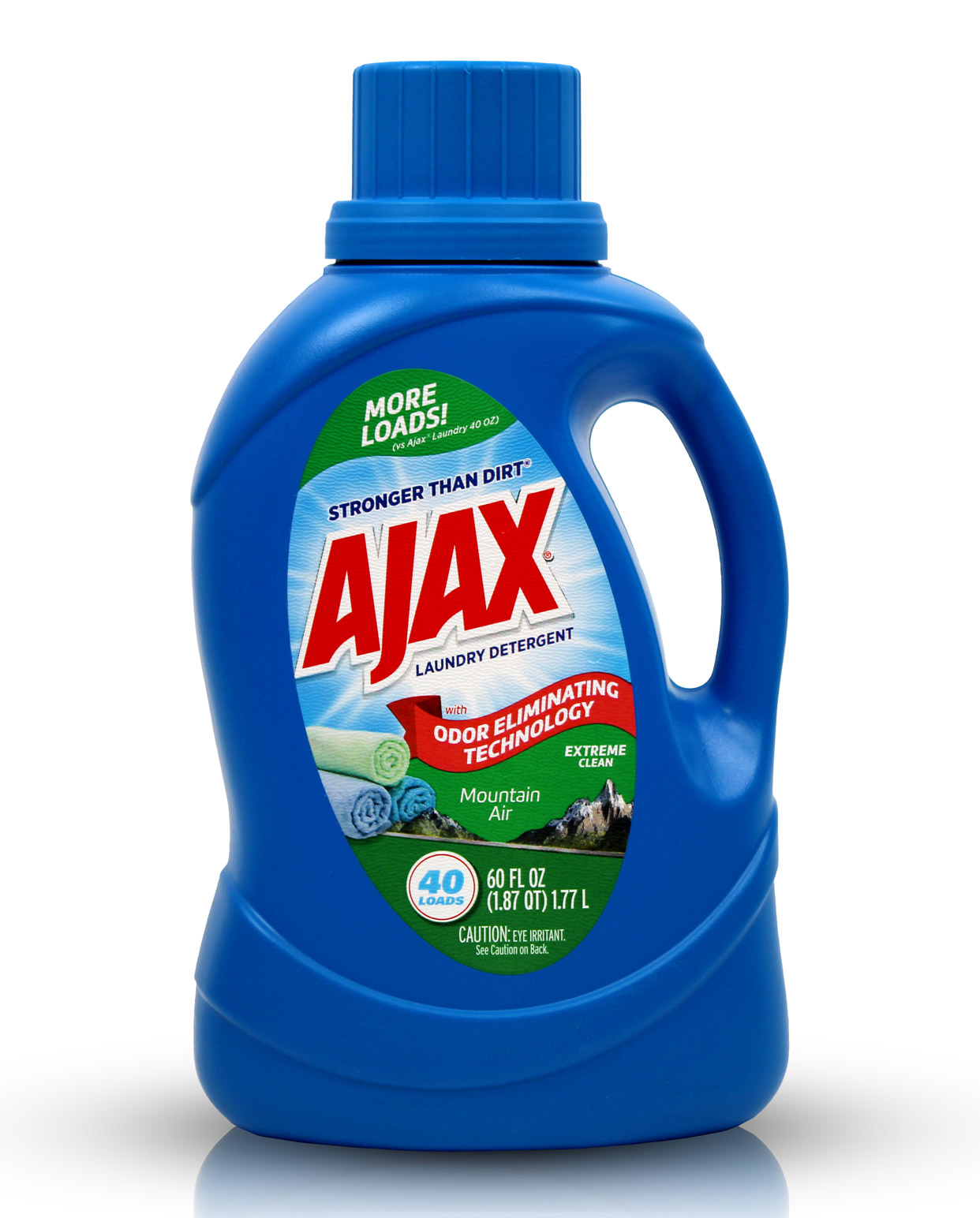 60oz bottle of AJAX Laundry Detergent Extreme Clean with a clear label.