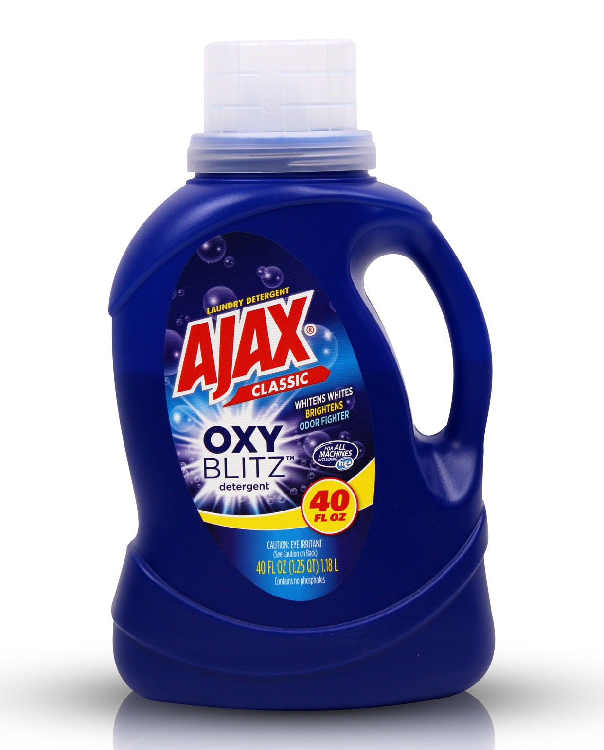 40oz bottle of AJAX Oxygenated Laundry Detergent Oxy Blitz with a clear label.